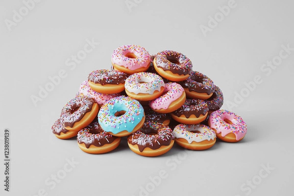Fototapeta Assorted Colorful Donuts with Sprinkles Generative AI