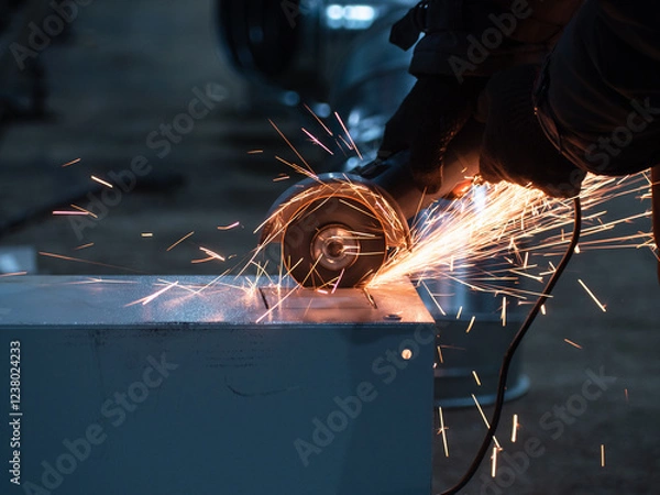 Obraz cutting metal with an angle grinder
