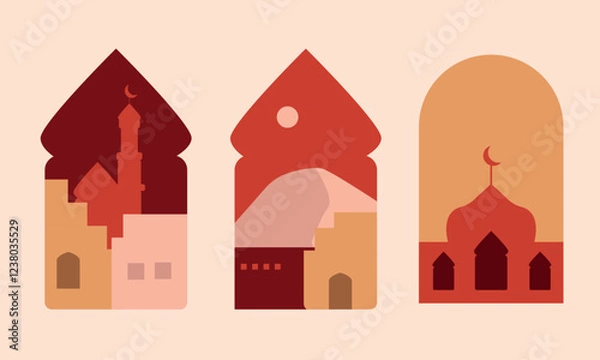 Fototapeta Set of Islamic window for eid al fitr. Vector illustration