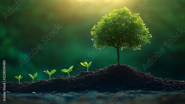 Fototapeta Vibrant timeline with a tree growing along it, symbolizing sustainable business growth over time timeline, growth, sustainability, high resolution AI Generative image