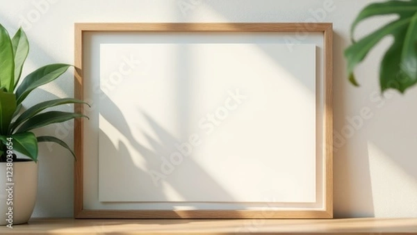 Fototapeta Certificate Mockup, Certificate mockup on natural fiber eco-friendly rustic wooden frame photorealistic.