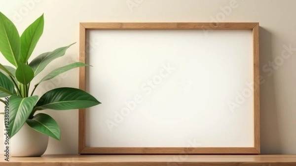 Fototapeta Certificate Mockup, Certificate mockup on natural fiber eco-friendly rustic wooden frame photorealistic.