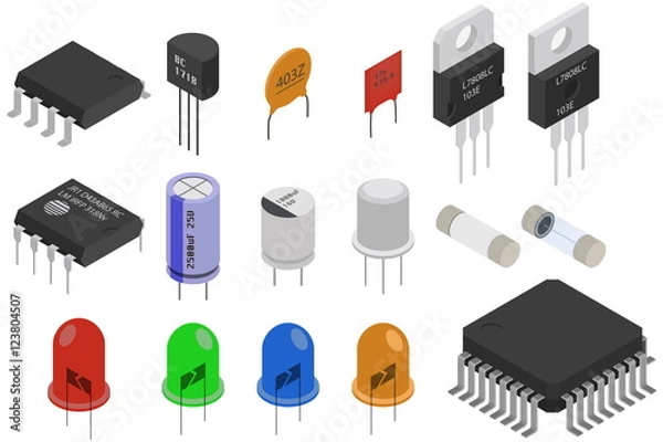 Obraz Isometric Electronic components