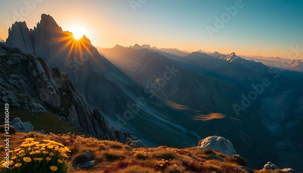 Obraz sunset over the mountains