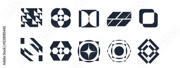 Obraz Abstract geometric graphic elements . set of Y2K retro elements and abstract brutalism shapes, trendy retro design symbols in Y2K aesthetics, vintage stickers