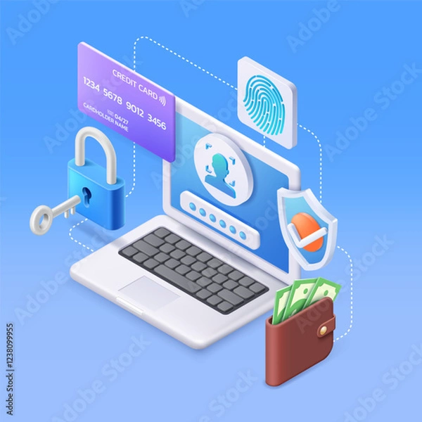 Obraz Business money secure and safe payment online isometric