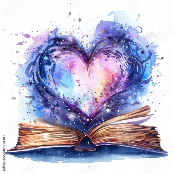 Fototapeta Artistic representation of a heart rising from an open book