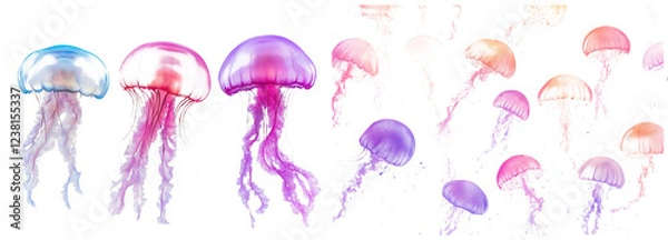 Obraz Watercolor Jelly Fish,  isolated on transparent background, high solution, Commercial use,