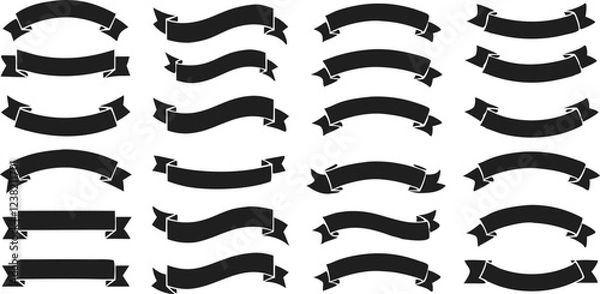 Fototapeta Ribbon banner set. Simple ribbons. Vector