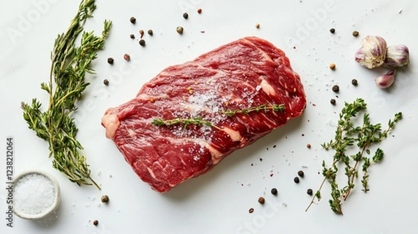 Obraz raw beef steak with herbs