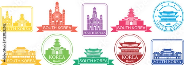 Obraz South Korea set. Isolated South Korea on white background