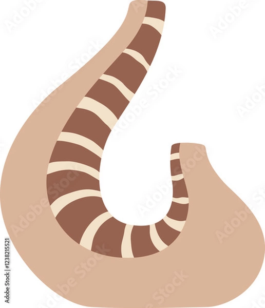 Fototapeta Blowing a Rosh Hashanah shofar horn, featuring a curved shape with brown stripes on a beige background, symbolizes reflection and repentance in Jewish tradition