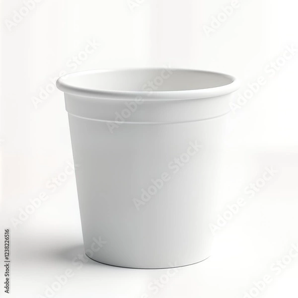 Obraz White round glossy ice cream cup mockup. Empty container with blank design. Realistic 3D illustration. Blank space for branding design. Versatile template for ice cream packaging design. Ideal for