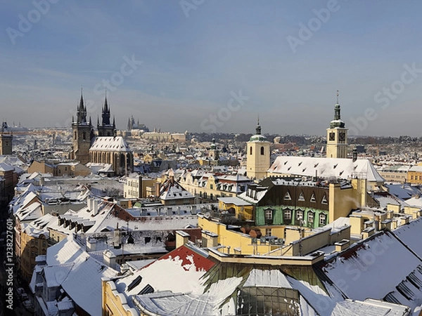 Fototapeta Prague with snow
