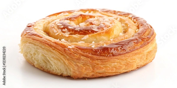 Fototapeta A Scrumptious Danish Pastry Isolated on a White Background