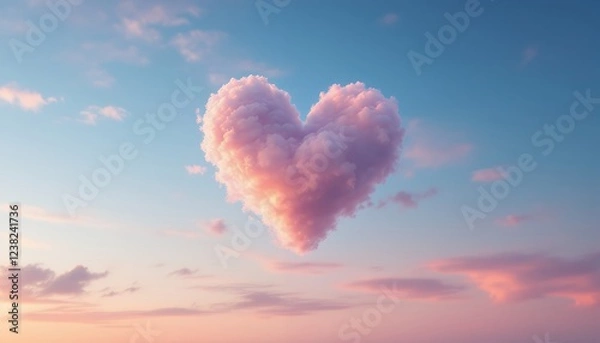 Fototapeta Heart Shaped Cloud at Sunset: A Romantic Sky
