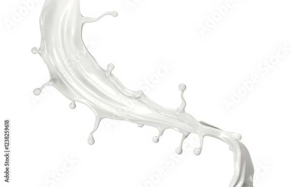 Fototapeta A white splash of milk is splattered across a white background