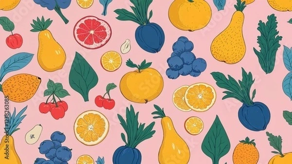 Fototapeta seamless pattern with fruit