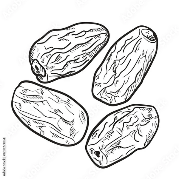 Fototapeta Date fruits outline drawing coloring page pattern