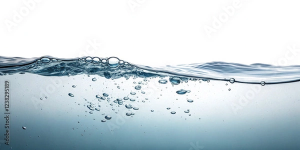 Fototapeta Pristine Water Surface Isolated on a Bright White Background for Clarity
