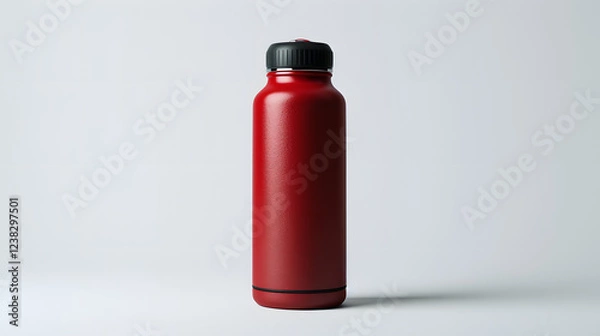 Obraz mock up empty red water bottle thermos, white background