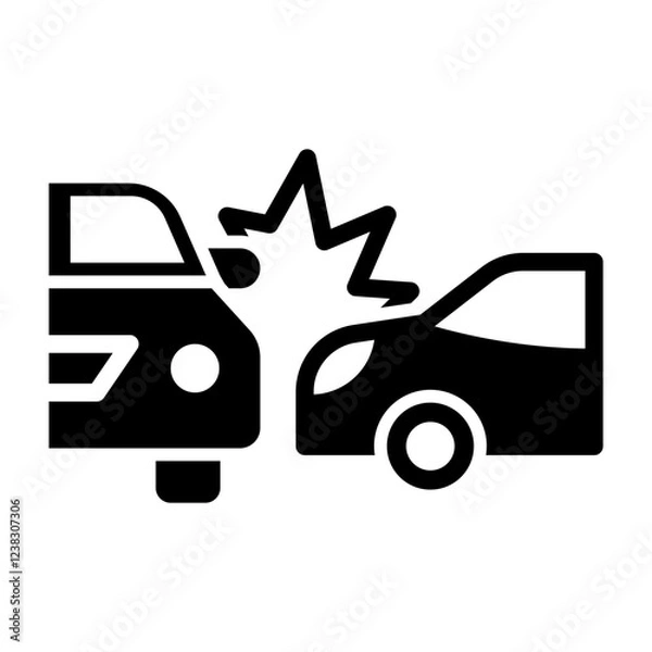 Obraz Car Crash Glyph Icon Design
