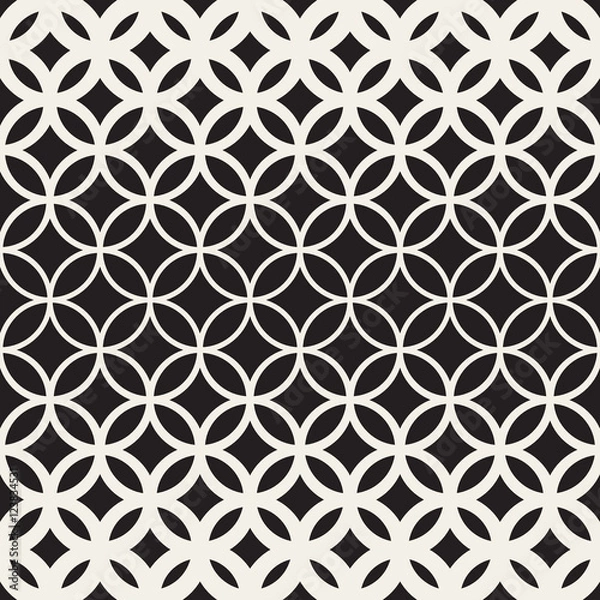 Fototapeta Vector Seamless Black and White Circle Lattice Pattern