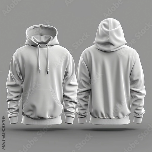 Fototapeta Professional White Hoodie Mockup With Front and Back for Apparel Branding