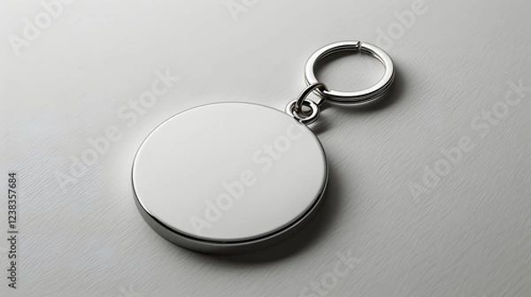 Obraz mock up white blank round key chain, gray background