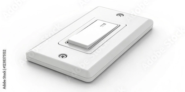Fototapeta A Simple White Light Switch Isolated on a White Background for Home Electrical Design