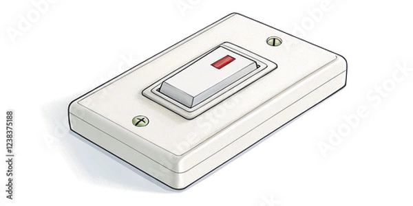 Obraz Sleek White Light Switch Isolated on White Background for Modern Interiors