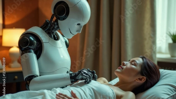 Obraz AI humanoid robot giving a massage