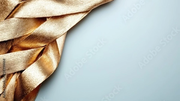 Fototapeta Elegant golden braid on a soft pastel background, ideal for luxurious fashion and creative design concepts
