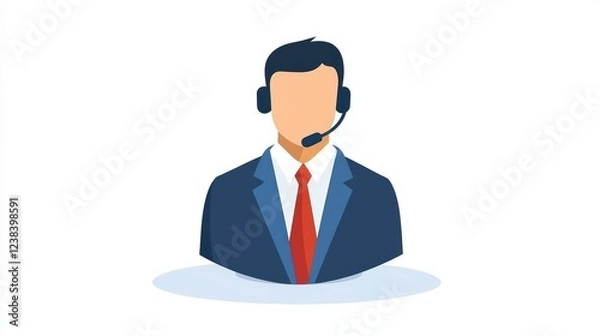 Fototapeta Professional businessman in headset, communication, service, and support in the modern office