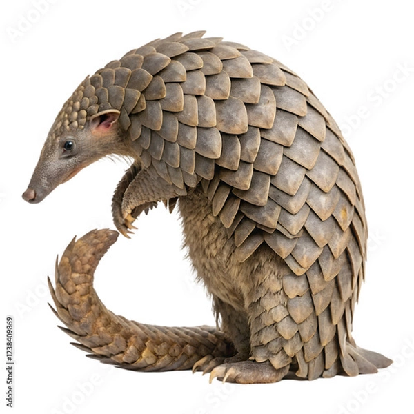 Fototapeta Pangolin in isolated white background