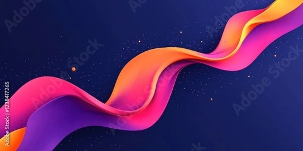 Obraz Abstract colorful wave flow on dark background.