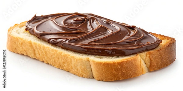 Fototapeta Delicious Chocolate Spread on a Slice of Bread Isolated for Tasty Mornings