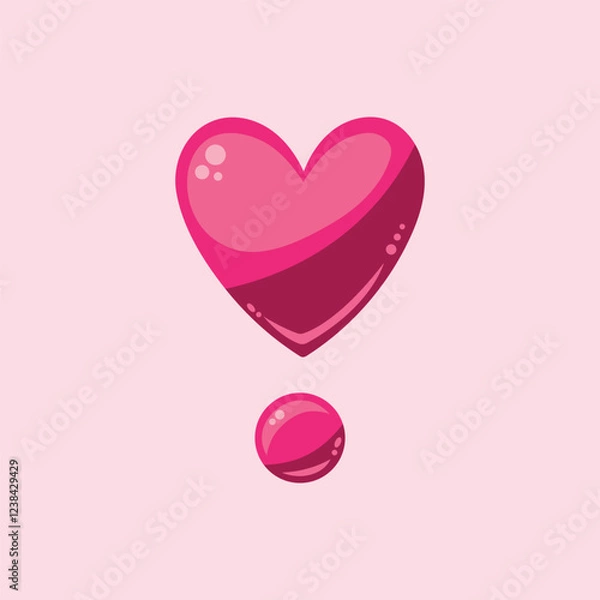 Fototapeta Vector illustration with pink heart on pink background. Cute illustration for Valentine's Day.
