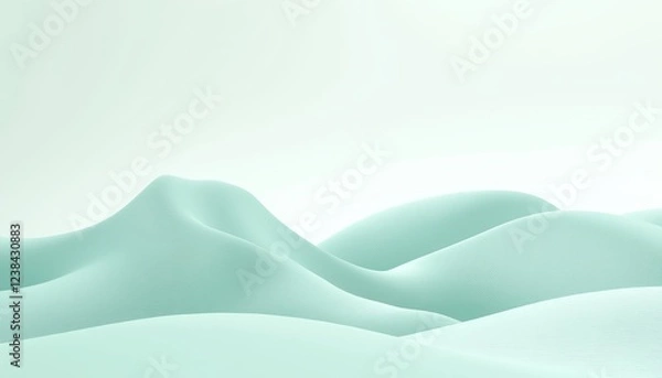 Fototapeta Seamless Pale Mint Green 3D Delicate Wave Pattern, an Elegant Minimalist Monochromatic Background