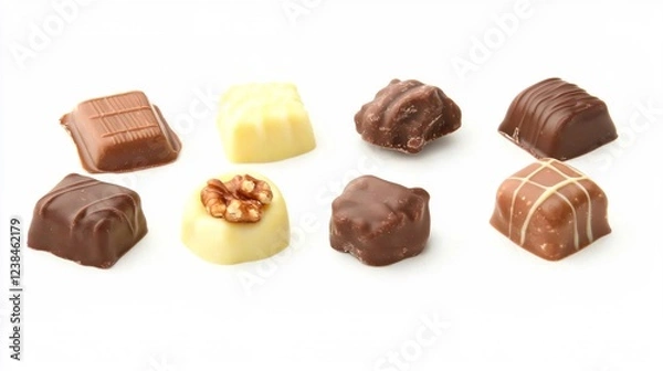 Obraz Assorted Chocolate Confectionery on White Background