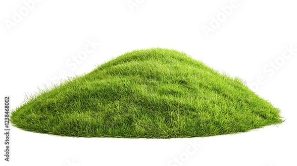 Obraz Lush green grass hill isolated on white background. (3)