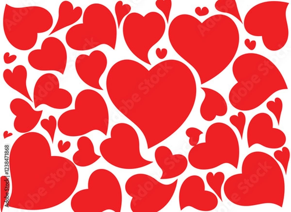 Fototapeta red hearts pattern vector background