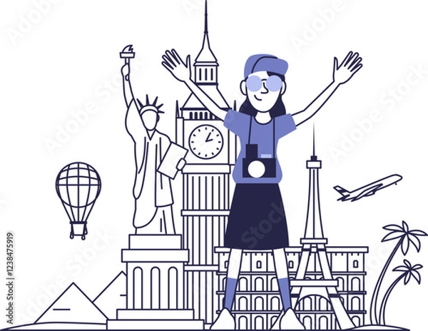 Obraz Happy Tourist Exploring Iconic Landmarks