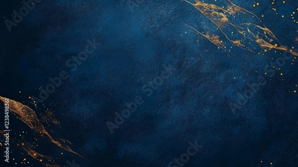 Obraz dark blue grunge concrete wall texture with some golden spots used a background
