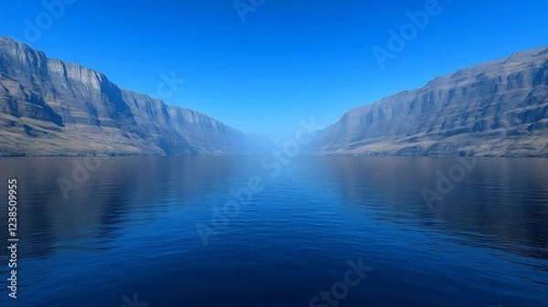 Fototapeta Serene Fjord Between Majestic Mountain Cliffs