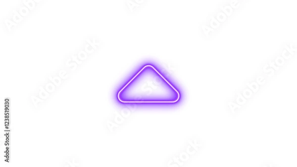 Fototapeta Neon symbol caret up icon purple color glow with transparent background
