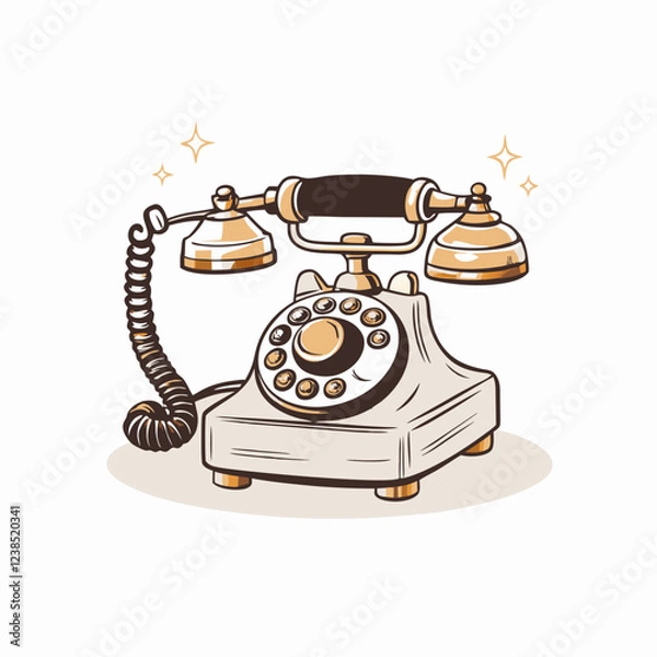 Obraz Vintage rotary telephone with bells, nostalgic communication device