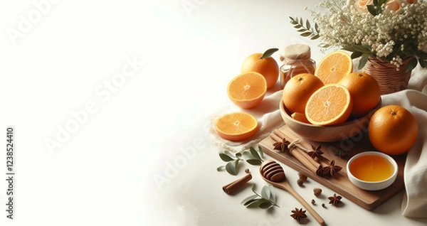 Fototapeta Orange Citrus Fruit Juice Vegetables Food Isolated White Background GENERATIVE AI
