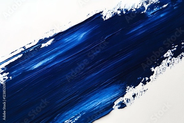 Fototapeta 力強いブルーのペイントストロークが際立つ抽象アート作品 | Bold blue paint stroke creating a striking abstract art piece
