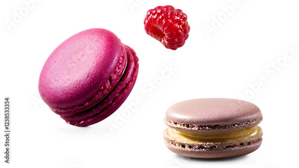 Fototapeta colorful macaroons isolated on white background